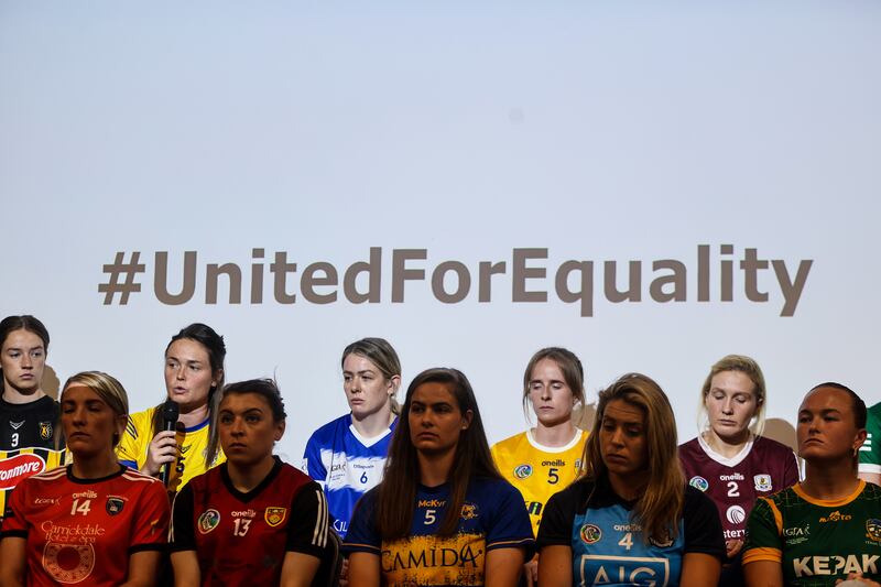 Clare’s Chloe Morey speaks at a press conference that female Gaelic games players held in June to highlight their treatment by their disciplines' governing bodies. Photograph: Ben Brady/INPHO