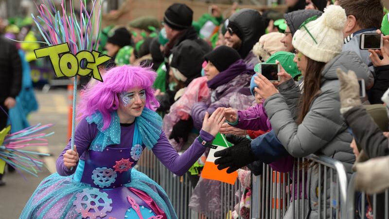 A little more time: Tick-Tock of the Family Clock, Kildare, at the St Patrick’s Festival parade in Dublin in 2018. Photograph: Dara Mac Dónaill/The Irish Times