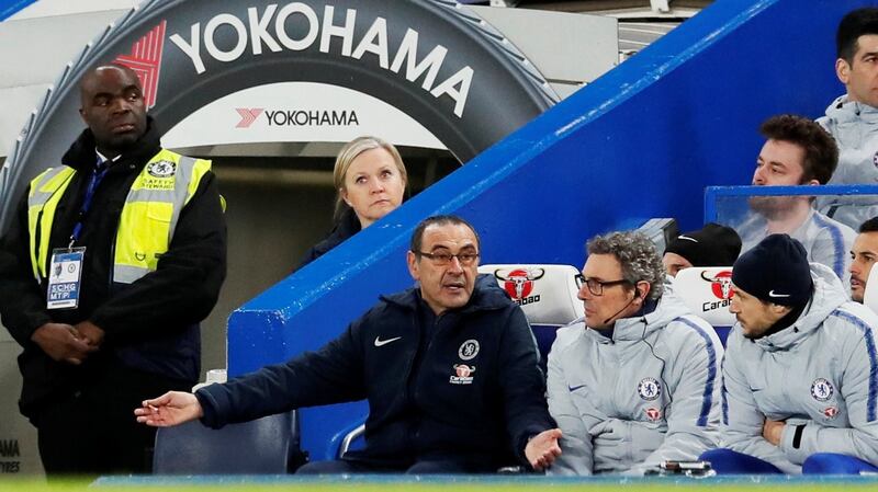 The pressure continues to mount on Sarri. Photo: David Klein/Reuters