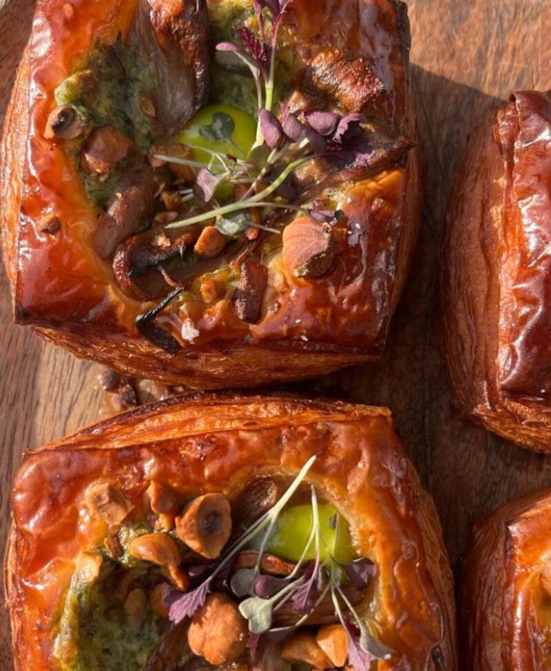  Oyster mushroom, and potato and garlic pesto Danish pastries. Photograph: Bread 41/Instagram