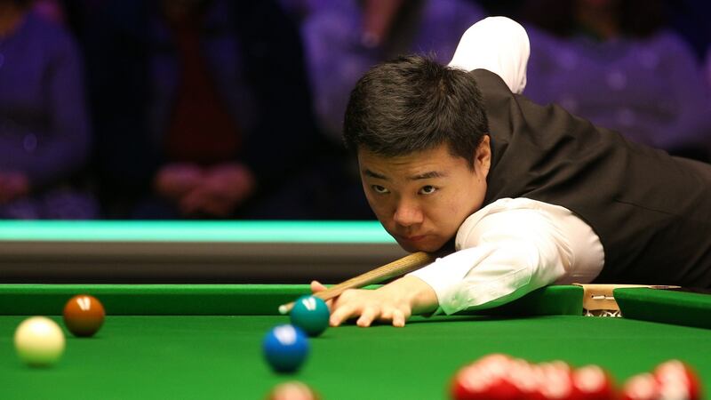 Ding Junhui beat Ronnie O’Sullivan 6-4 in York. Photograph: Nigel French/PA