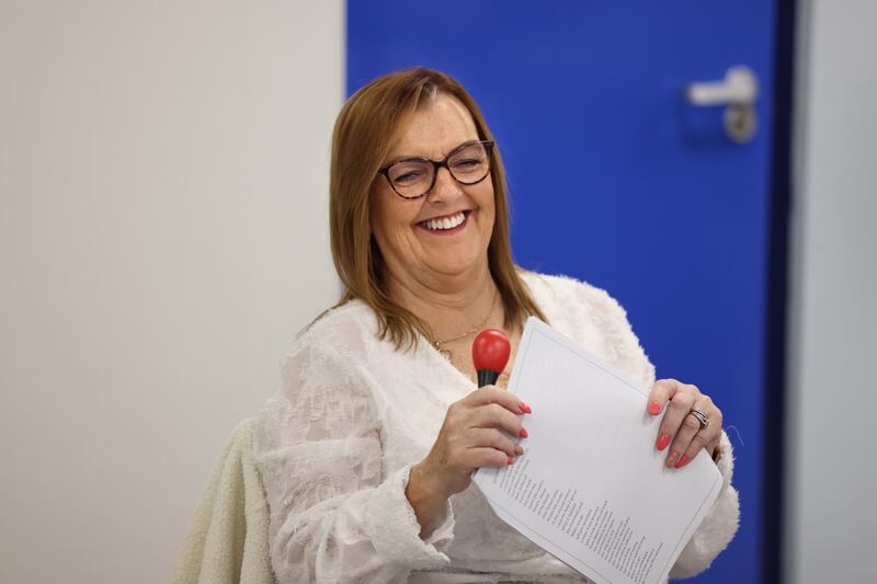 Trish Goulding rehearsing at Mercer's Medical Centre, Stephen Street Lower, Dublin. Photograph: Dara Mac Dónaill








