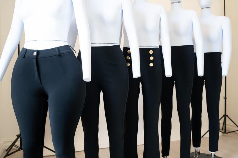Mannequins of the five different body shapes the brand tailors its trousers and leggings to