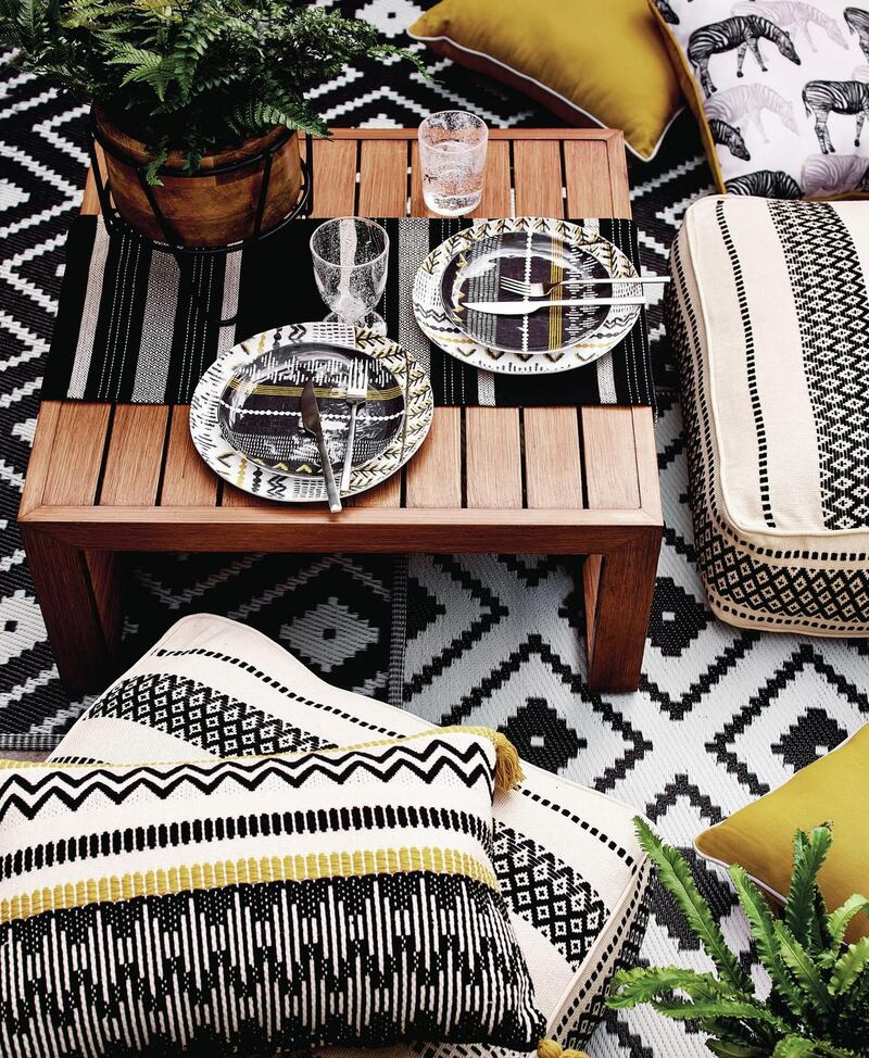 Water repellant outdoor cushions from Argos.