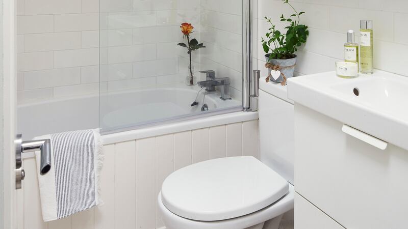 It was even possible to fit a bath into the compact bathroom. Photograph: Philip Lauterbach