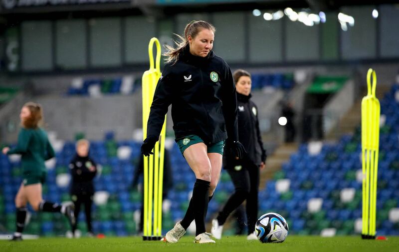 McCabe and O’Sullivan started behind lone striker Kyra Carusa in a high-pressing, attack-minded formation that simply did not work.
Photograph: Ryan Byrne/Inpho
