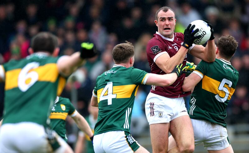 John Maher of Galway looks for support. Photograph: James Crombie/Inpho