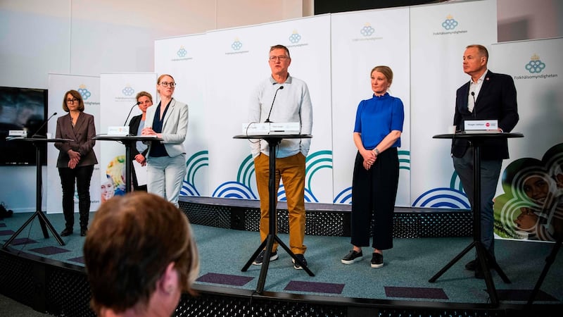 Sweden’s state epidemiologist Anders Tegnell  speaks during a press conference on the coronavirus situation on Thursday. Photograph: Jonathan Nackstrand/AFP via Getty Images)