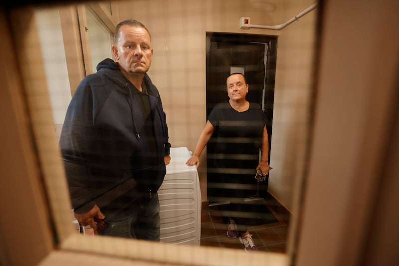 Thomas Meehan and Frances Meehan next to where their machine is kept. Photograph: Alan Betson
