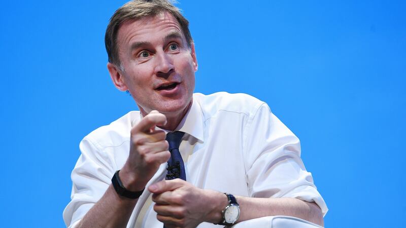 British foreign secretary and Conservative Party leadership candidate Jeremy Hunt speaks during the hustings in Birmingham. Photograph: EPA