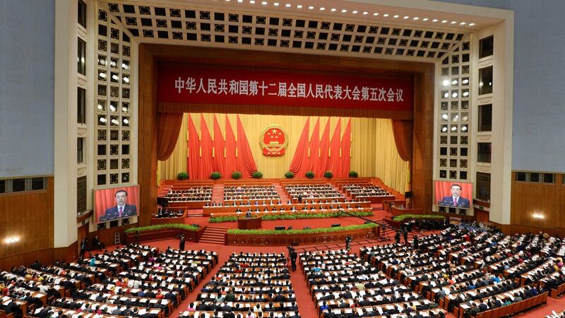 Muted tone: opening session of the National People’s Congress in Beijing. Photograph: Wang Zhao/AFP/Getty Images