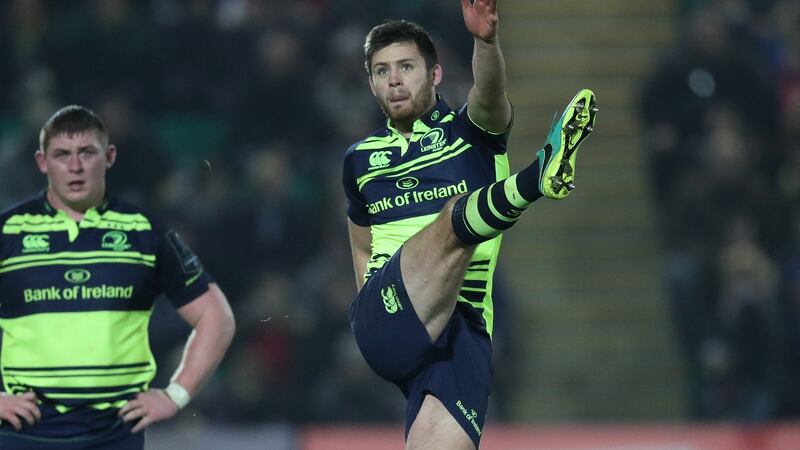 Leinster outhalf Ross Byrne was an assured presence in Franklin’s Gardens against Northampton. Photograph: Billy Stickland/Inpho