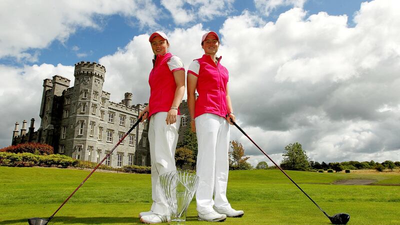 Lisa and Leona Maguire at the 2012 Ladies Irish Open. Photograph: Ryan Byrne/Inpho