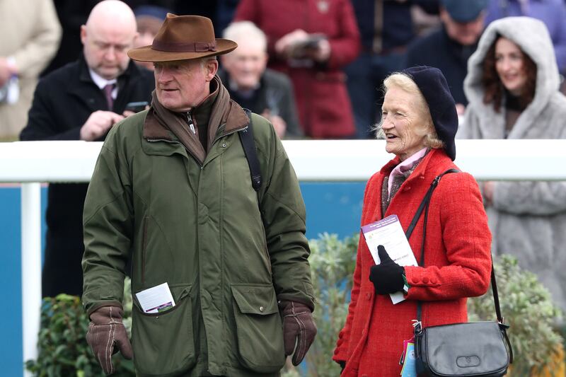 Willie mullins with his late mother, Maureen, during the 2022 Leopardstown Christmas Festival. Photograph: Bryan Keane/Inpho