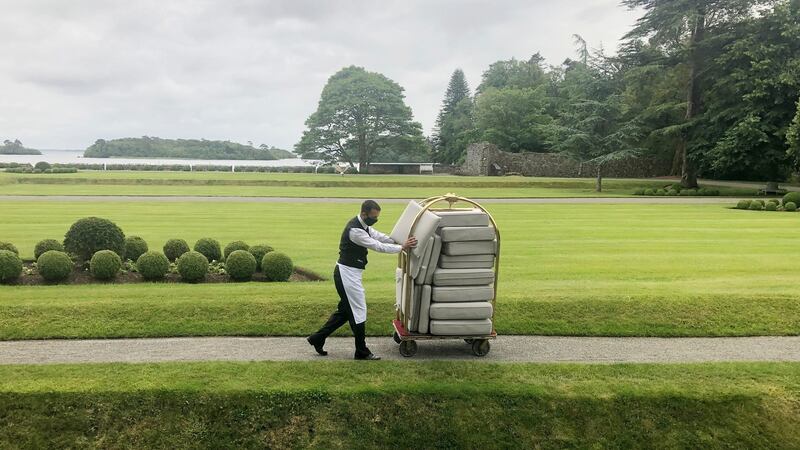 Ground force: Staff get back in the groove at the castle.