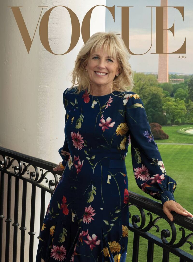 Vogue: Jill Biden on the August cover. Photograph © Annie Leibovitz/Vogue