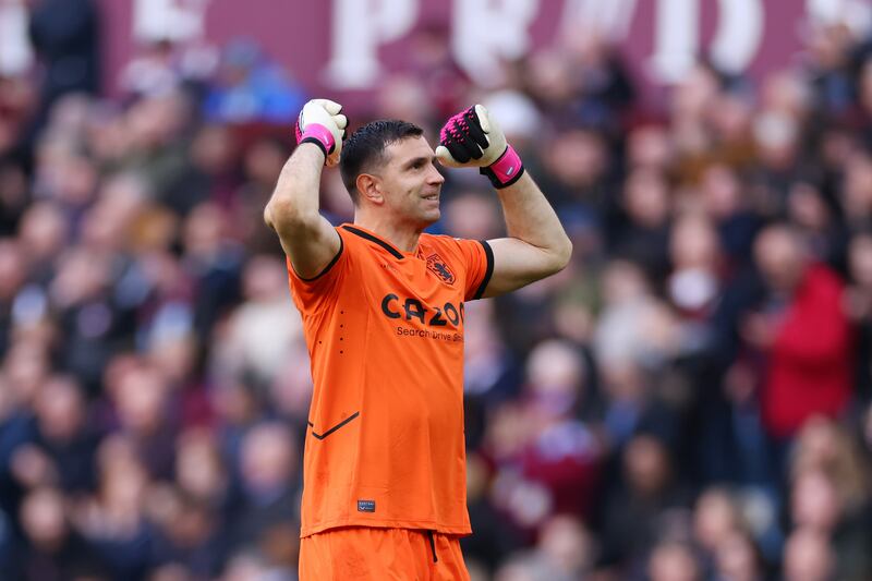 Emiliano Martinez: even the Argentinian's World Cup winner's performances have improved in terms of distribution since Emery's arrival at Villa Park. Photograph: Marc Atkins/Getty Images