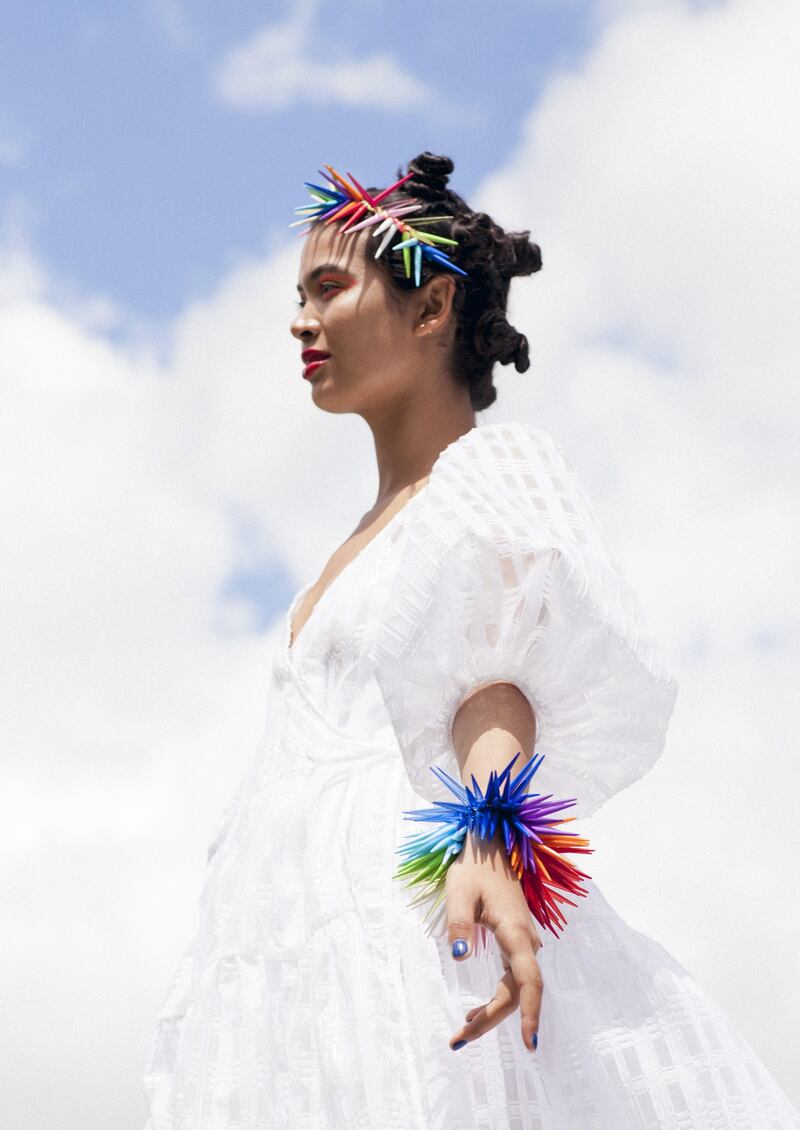 One of a Kind: Ohlala head crown €295, Ohlala cuff rainbow acrylic €235