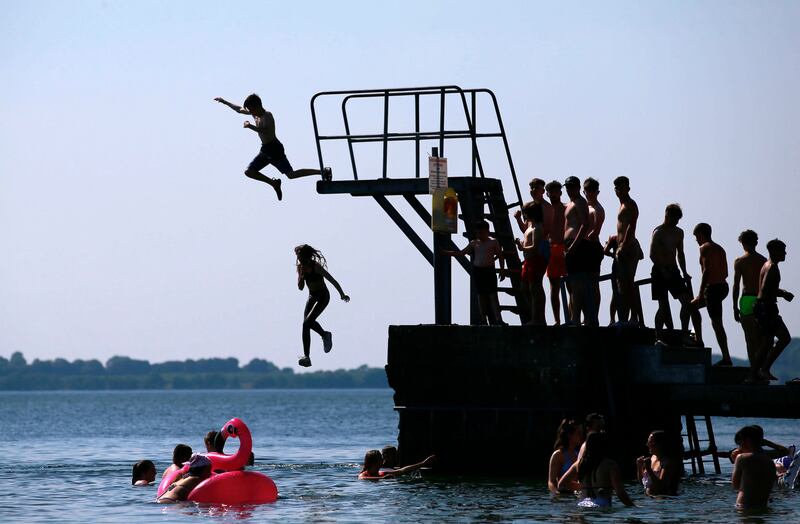Swimmers pictured at Lough Owel, Co Westmeath. Photograph: Nick Bradshaw/The Irish Times