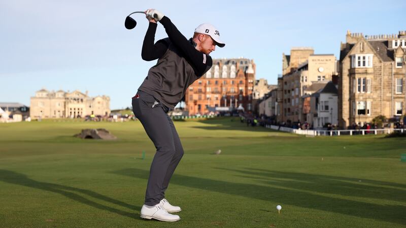 Murphy of Ireland tees off on the 18th hole. Photo: Matthew Lewis/Getty Images