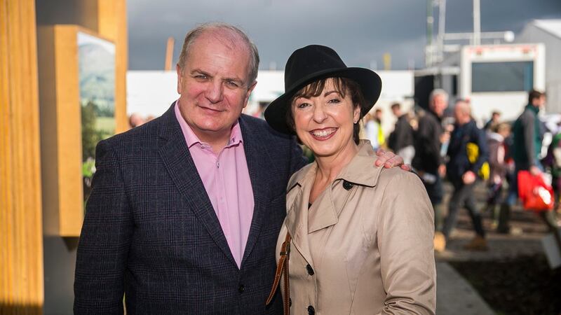 Looking for a new den: Presidential candidate Gavin Duffy with his wife Orlaith Carmody Duffy during the National Ploughing Championships in Screggan, Co Offaly. Photograph: Liam McBurney/PA Wire