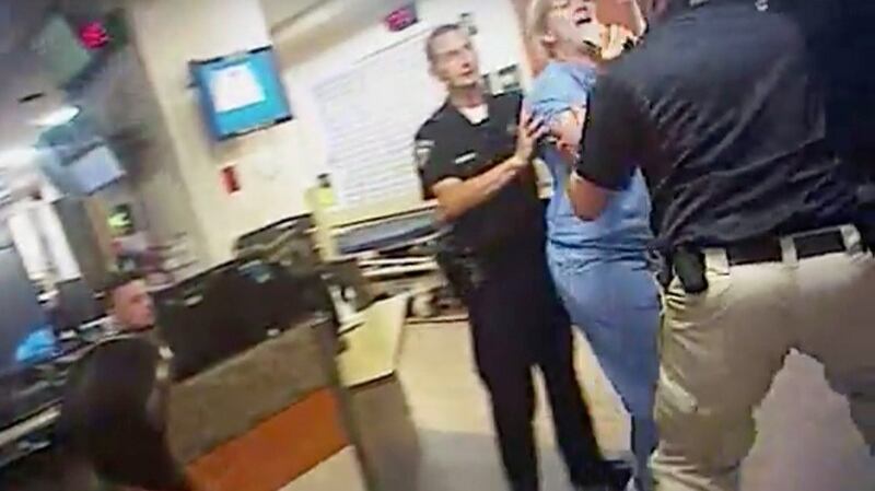 A screen  shot from an  incident at University of Utah Hospital in Salt Lake City which was captured on police body cam. Photograph: Reuters