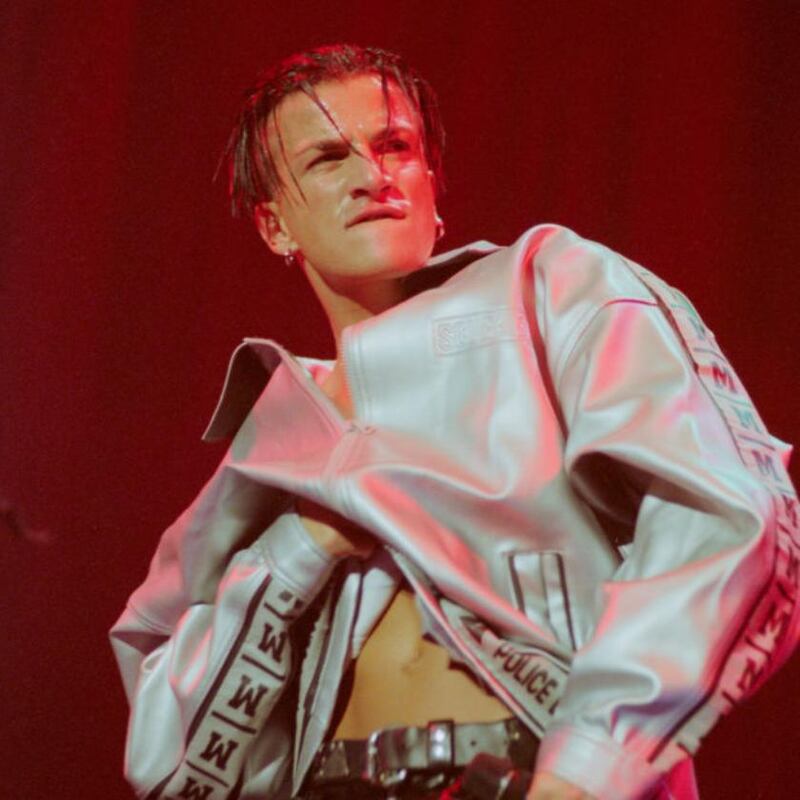 Peter Andre’s famous sauna suit for the Top of the Pops Weekend festival at Wembley Arena, 1996. Photograph: Brian Rasic/Getty Images