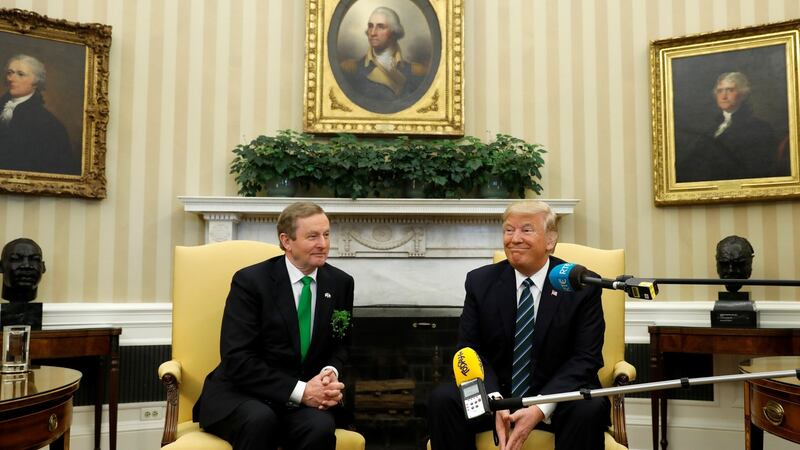 US president Donald Trump meets  Taoiseach Enda Kenny in the Oval Office of the White House. Photograph: Kevin Lamarque/Reuters.