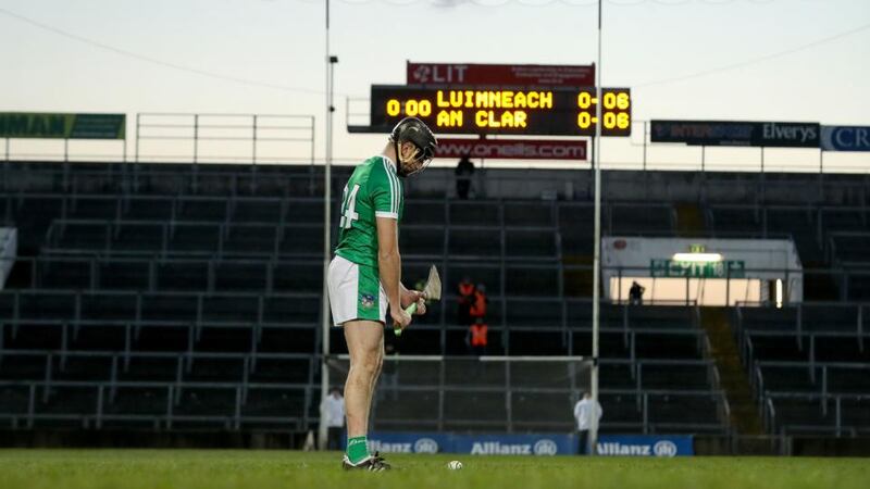 Colin Ryan before scoring the winning free in Monday’s shoot-out. Photograph: Oisín Keniry
