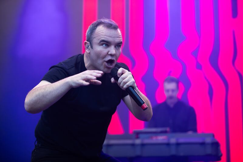 All Together Now 2024: Samuel T Herring and Gerrit Welmers of Future Islands. Photograph: Kieran Frost/Redferns