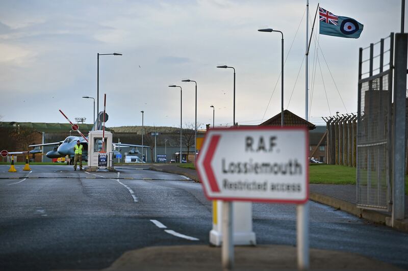 The main entrance to RAF Lossiemouth in Scotland. Photograph: Jeff J Mitchell/Getty Images