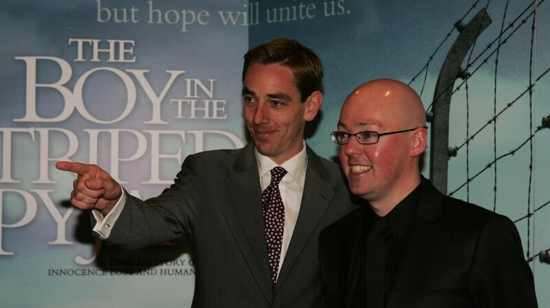 Ryan Tubridy with  John Boyne at the world premiere of The Boy in the Striped Pyjamas at the Savoy cinema in Dublin in 2008. Photograph: Cyril Byrne