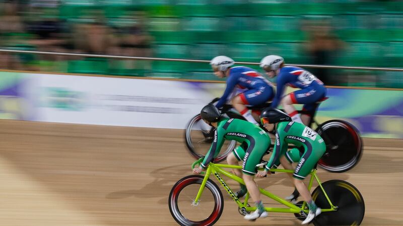 At Rio, March 2018: Katie-George Dunlevy and Eve McCrystal  compete against Sophie Thornhill and Helen Scott of Team GB in the Women’s Sprint. Photogrpah:  Buda Mendes/Getty