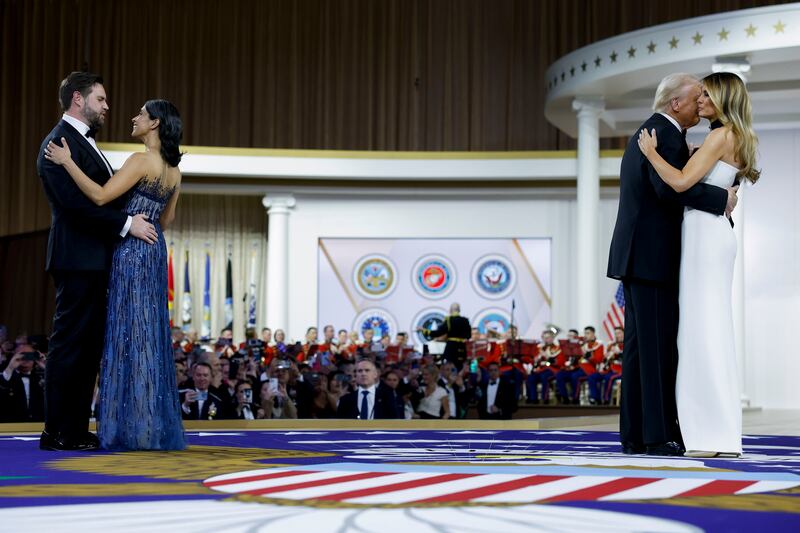 JD Vance, Usha Vance, Donald Trump and Melania Trump dance at the Commander-in-Chief Ball. Photograph: Anna Moneymaker/Getty Images/Bloomberg
