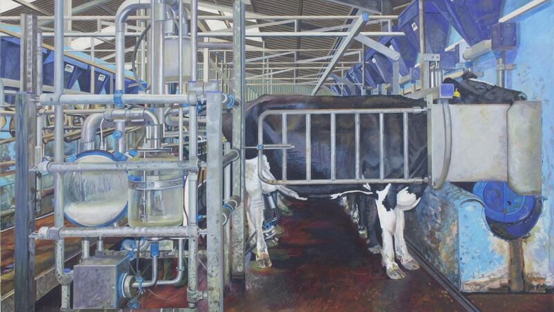 Milking at Knockainey. Painting: Mary Burke