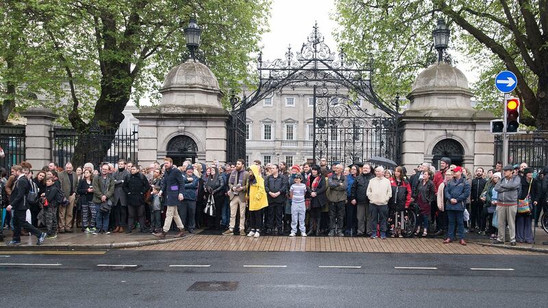 The vigil for Dara Quigley outside the Dáil.
