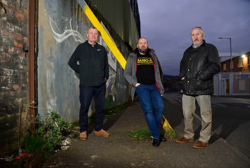Loyalist ex-prisoner Jim Potts, former British Army soldier Lee Lavis and ex-IRA prisoner Michael Culbert. Photograph: Arthur Allison/Pacemaker Press