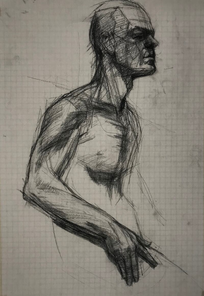 Una Sealy, Life study, charcoal on paper.