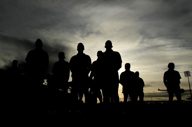 Hurlers. Who's to say when they should swing a golf club? Photograph: James Crombie/Inpho