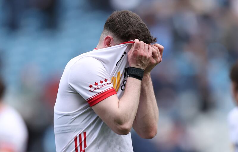 Tyrone's Aidan Clarke dejected after the game against Dublin. Photograph: Tom Maher/Inpho