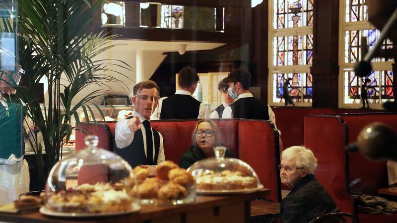 Bewley’s staff member Donal Kelly serving customers at the cafe on Thursday. Photograph: Nick Bradshaw/The Irish Times