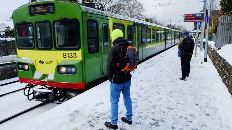 Commuters at Sydney Parade Dart station, Sandymount. Photograph: Frank Miller/The Irish Times
