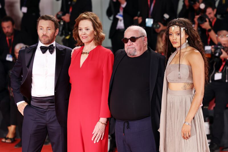 (L-R) Joel Edgerton, Sigourney Weaver, director Paul Schrader and Quintessa Swindell attend the Master Gardner red carpet at the 79th Venice International Film Festival in September. Photograph: Vittorio Zunino Celotto/Getty Images