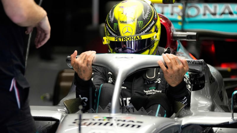 Mercedes’ British driver Lewis Hamilton gets out of his car during the qualifying session for the Spanish Grand Prix at the Circuit de Catalunya. Photograph:  Manu Fernandez/AFP via Getty Images