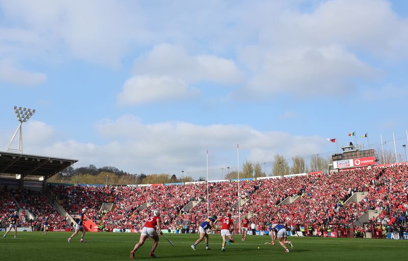 The hurling league final drew a capacity attendance to see Cork defeat Tipperary at SuperValu Páirc Uí Chaoimh. Photograph: James Crombie/Inpho 