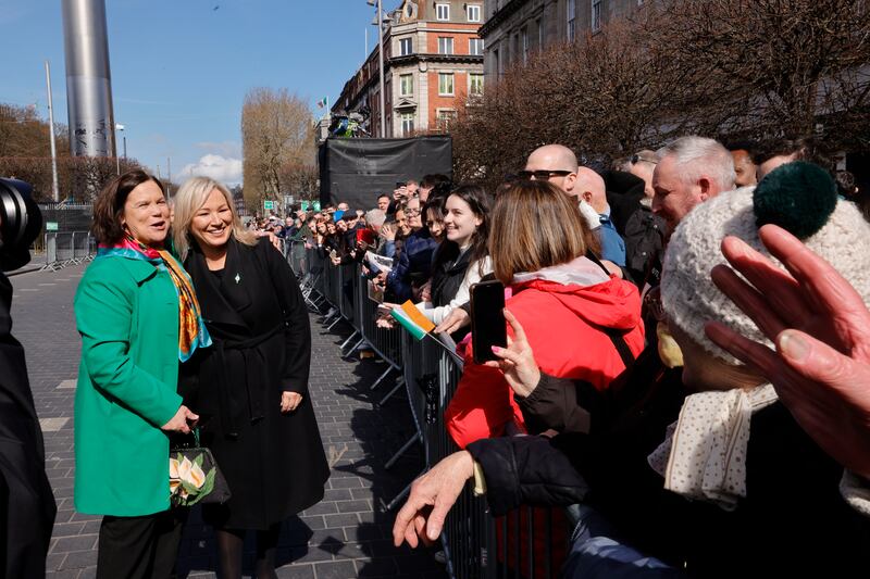 The North's First Minister Michelle O’Neill with Sinn Féin leader and colleague Mary Lou McDonald. Photograph: Alan Betson 