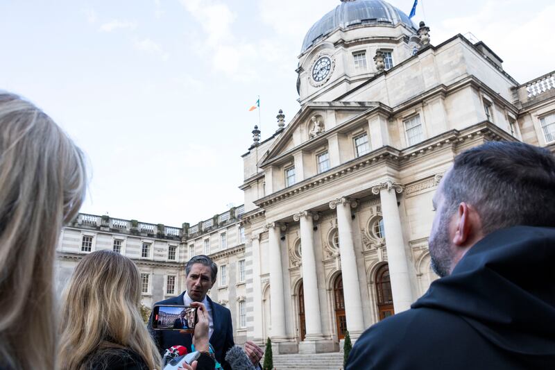Taoiseach Simon Harris arriving at Government Buildings on budget day. Photograph: Collins