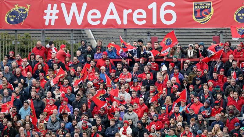 Munster fans at the Champions Cup quarter-final between Munster and Toulon in March 2018. Photograph: Dan Sheridan/Inpho