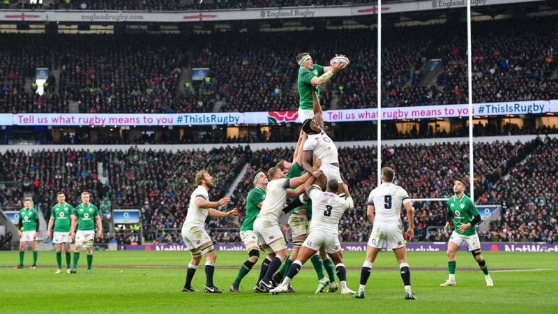 Ireland's Peter O'Mahony claims a lineout. Photograph: Ashley Western/MB Media via Getty Images