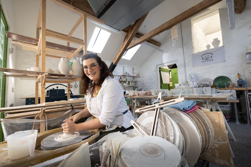 Babs Belshaw in her pottery studio in Blackheath Pottery, Coleraine, Co Derry. Photograph: Joe Dunne